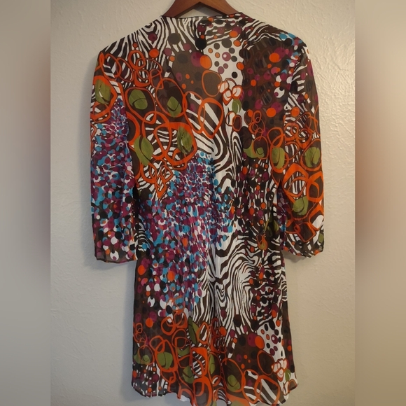 Bisou Bisou Tunic Top Blouse Beach Cover Up Semi-Sheer Abstract Zebra Print L - Picture 10 of 13